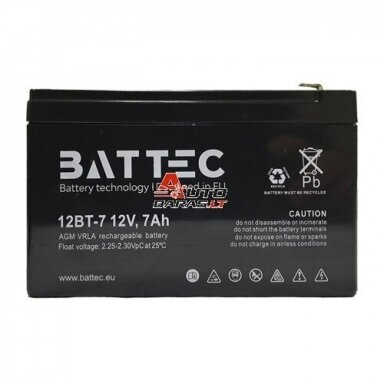 Akumuliatorinė baterija, 12V 7Ah F2, 12BT-7S
