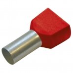 Izoliuotas dvigubo laido antgalis (DIN spalvų standartas) 1 mm², 8 mm, Raudonas, 100 vnt.
