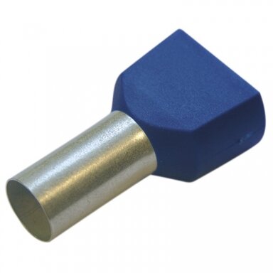 Izoliuotas dvigubo laido antgalis (DIN spalvų standartas) 16 mm², 16 mm, Mėlynas, 50 vnt. Izoliuotas dvigubo laido antgalis (DIN spalvų standartas) 16 mm², 16 mm, Mėlynas, 50 vnt.