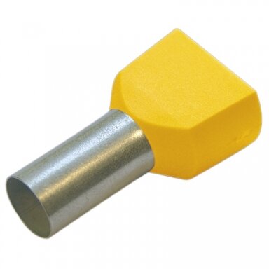 Izoliuotas dvigubo laido antgalis (DIN spalvų standartas) 6 mm², 14 mm, Geltonas, 100 vnt. Izoliuotas dvigubo laido antgalis (DIN spalvų standartas) 6 mm², 14 mm, Geltonas, 100 vnt.