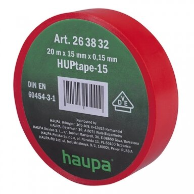Lipni juosta (izoliacija) 15 mm x 20 m VDE (siaura) Raudona Lipni juosta (izoliacija) 15 mm x 20 m VDE (siaura) Raudona