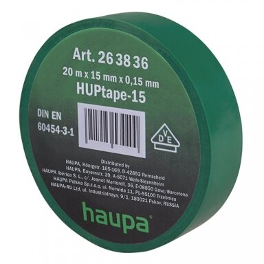Lipni juosta (izoliacija) 15 mm x 20 m VDE (siaura) Žalia Lipni juosta (izoliacija) 15 mm x 20 m VDE (siaura) Žalia