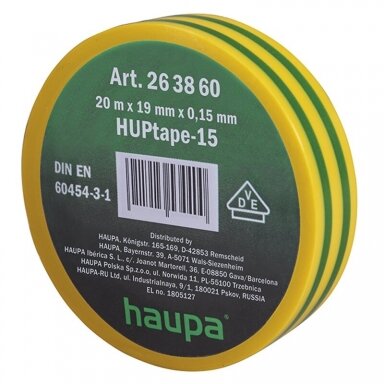 Lipni juosta (izoliacija) 19 mm x 20 m VDE (plati) Geltona/Žalia Lipni juosta (izoliacija) 19 mm x 20 m VDE (plati) Geltona/Žalia
