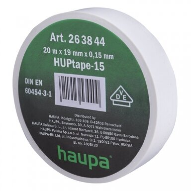 Lipni juosta (izoliacija) 19 mm x 20 m VDE (plati) Balta Lipni juosta (izoliacija) 19 mm x 20 m VDE (plati) Balta
