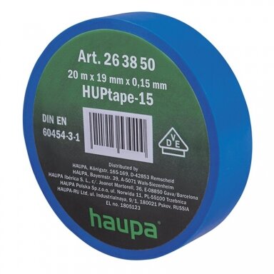 Lipni juosta (izoliacija) 19 mm x 20 m VDE (plati) Mėlyna Lipni juosta (izoliacija) 19 mm x 20 m VDE (plati) Mėlyna