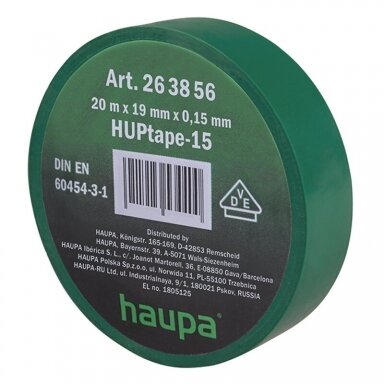 Lipni juosta (izoliacija) 19 mm x 20 m VDE (plati) Žalia Lipni juosta (izoliacija) 19 mm x 20 m VDE (plati) Žalia