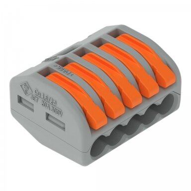 WAGO Universali 5 laidų jungtis 0,08-4 mm² (iki 4 mm² laidui) (seno tipo), 40 vnt. WAGO Universali 5 laidų jungtis 0,08-4 mm² (iki 4 mm² laidui) (seno tipo), 40 vnt.